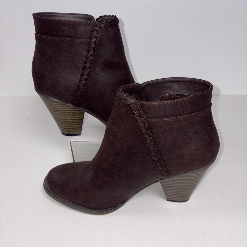 Womens MIA Brown Ankle Boots 8.5 Boho Rustic Western Fall Heel Rodeo Rustic Zip